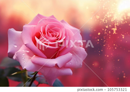 A beautiful single pink rose, background material 105753321