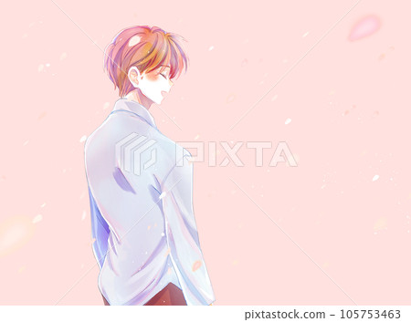 一個男人幸福地微笑著櫻吹風景 105753463