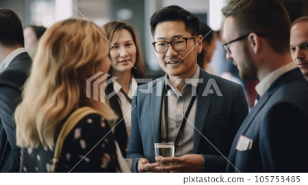 Successful team. Group of young business people working and communicating together in creative office.AI Generative. 105753485
