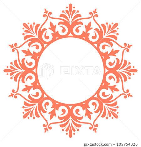 Decorative frame Elegant vector element for design in Eastern style, place for text. Floral pink and white border. Lace illustration for invitations and greeting cards Decorative frame Elegant vector element for design in Eastern style, place for text. Floral pink and white border. Lace illustration for invitations and greeting cards 105754326