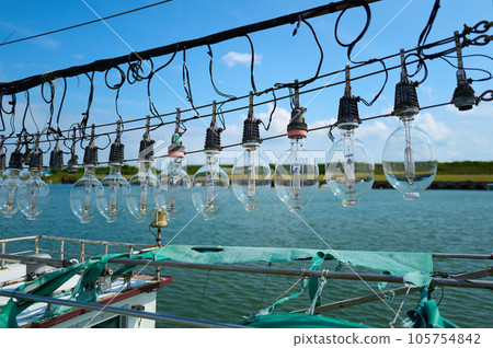 squid fishing boat and squid fishing light squid fishing boat and squid fishing light 105754842