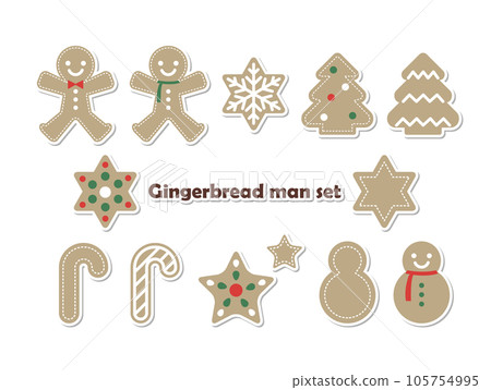 Gingerbread man cookie seal style set illustration 105754995