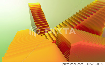 帶有復雜樓梯的迷宮的 3D 插圖 105755048
