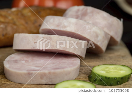 delicious and fresh ham with chicken fillet delicious and fresh ham with chicken fillet 105755098