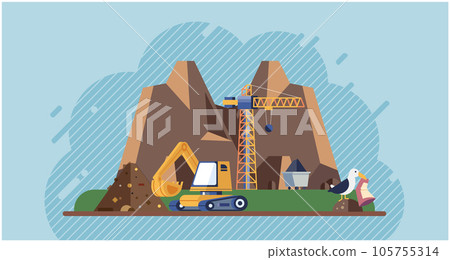 Industries that create pollution and cities that affected by pollution. Metaphor climate change, global warming and water crisis. Save the planet symbols. Environmental problem 105755314