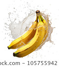 Banana with Splashed water 105755942