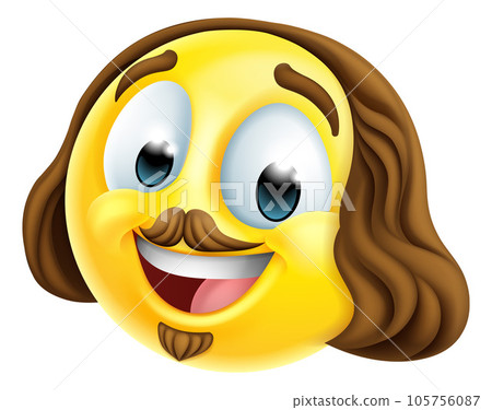 Shakespeare Poet Emoticon Emoji Cartoon Face Icon 105756087
