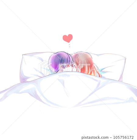 男人和女人在床上接吻 105756172