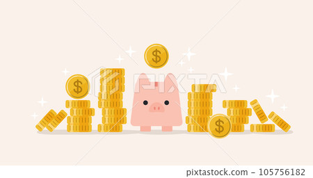 Pig piggy bank and dollar savings image illustration 1:1.191 105756182