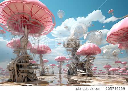 Surreal Digital Artwork of a Future Paradise 105756239