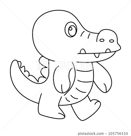 Crocodile outline cartoon design on transparent background 105756310