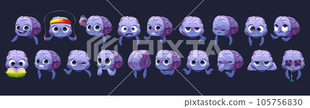 Cartoon set of human brain character Cartoon set of human brain character 105756830
