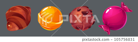 Cartoon set of sweet planets 105756831