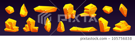 Cartoon set of gold nuggets isolated on background Cartoon set of gold nuggets isolated on background 105756838