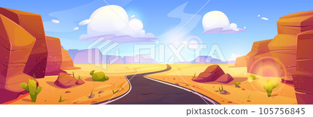 Canyon desert landscape with road perspective 105756845