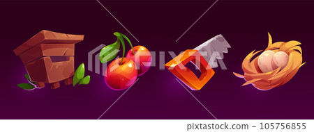 Cartoon set of gardening game assets Cartoon set of gardening game assets 105756855