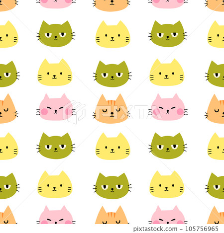 Cute cat face seamless pattern background for illustration, wallpaper, note, poster, backdrop 105756965