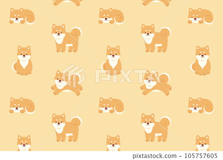 可愛的柴犬無縫模式 可愛的柴犬無縫模式 105757605
