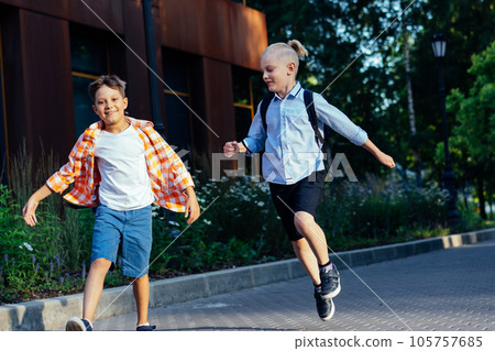 children go to school. Begining of academic year children go to school. Begining of academic year 105757685