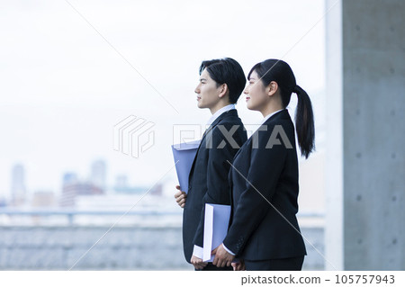 Profile of a job-hunting student with a serious face Profile of a job-hunting student with a serious face 105757943