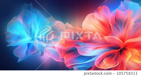 Beautiful abstract neon light watercolor floral design background. generative ai AIG32 105758311