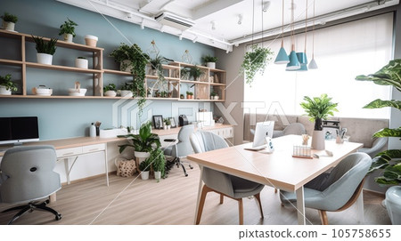 Inspiring office interior design Scandinavian style Generative AI AIG 31. Inspiring office interior design Scandinavian style Generative AI AIG 31. 105758655