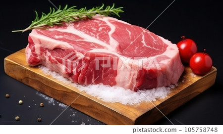 Fresh pork on the wooden on white isolated background 105758748