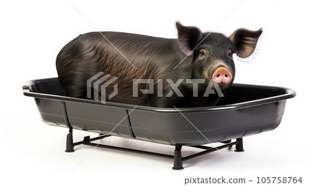 Black pig on the white isolated background Black pig on the white isolated background 105758764