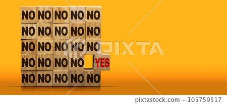Stack of Wooden Blocks with Text Yes or No on Orange Background Stack of Wooden Blocks with Text Yes or No on Orange Background 105759517