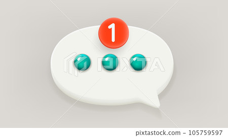 Speech bubble icon with notification pictogram. 3d vector illustration 105759597