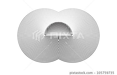 Two circles in a spiral. Art lines illustration - Stock