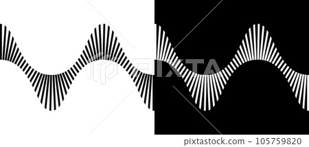 Abstract art geometric background with lines. Optical illusion with waves. Black lines on a white background and white lines on the black side. 105759820