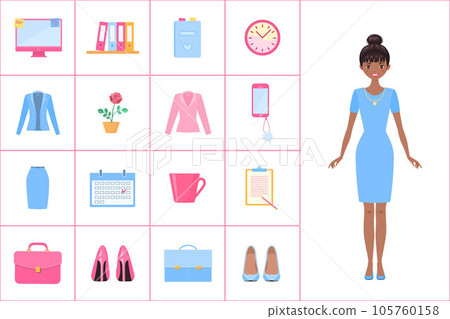 African American young woman in business dress. Clipart 105760158