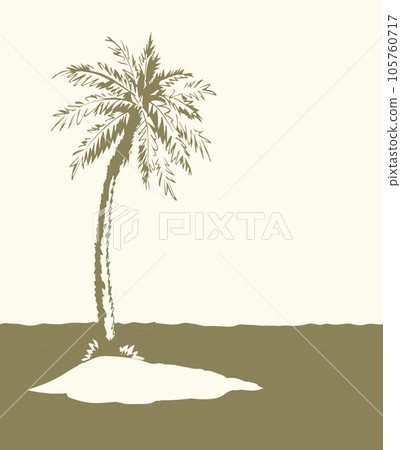 Small desert island. Vector drawing 105760717