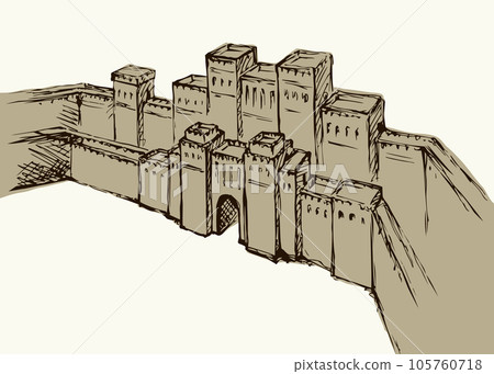 Babylonian Gate. Vector drawing scene 105760718