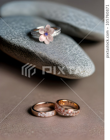 Realistic wedding rings flowers with hyper detail. Realistic wedding rings flowers with hyper detail. 105760871
