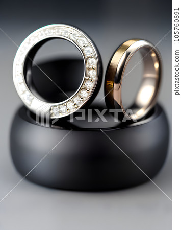 Ultrarealistic wedding rings veil: long shot hyper 105760891