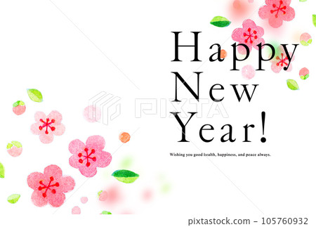 Watercolor illustration Plum blossom New Year's card material Watercolor illustration Plum blossom New Year's card material 105760932