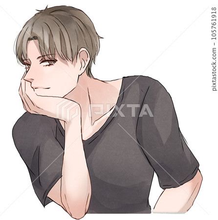 一個拄著拐杖的棕髮男人 一個拄著拐杖的棕髮男人 105761918