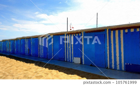 A row of cabins on one of the Italian beaches. A row of cabins on one of the Italian beaches. 105761999