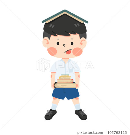 Cute boy student with books 105762113