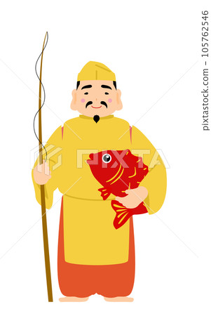 七福神惠比壽簡單又可愛的插畫 七福神惠比壽簡單又可愛的插畫 105762546