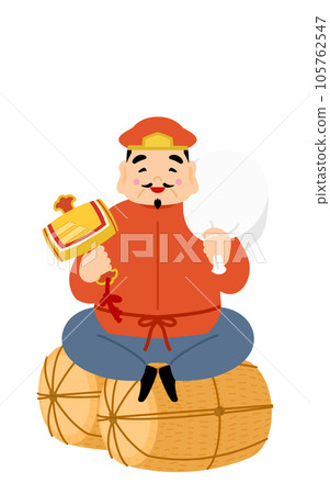 Seven Lucky Gods Daikokuten's simple and cute illustration 105762547
