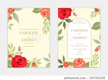 wedding invitation card design with rose flower templates wedding invitation card design with rose flower templates 105762585