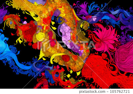 An abstract painting is a painting that does not depict a concrete object. Abstract painting combines elements such as shape, line, color and texture to create a unique 105762721