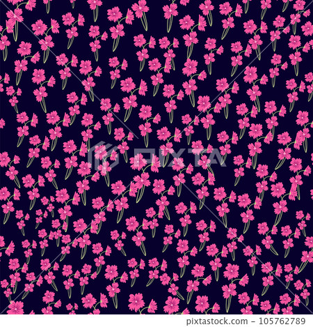 Seamless pattern of pink elegant and refined flowers, summer field Seamless pattern of pink elegant and refined flowers, summer field 105762789