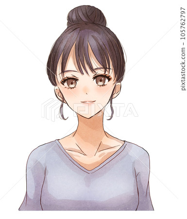 髮髻頭髮的黑髮女人 105762797