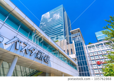 日本東京城市景觀布斯塔新宿和高島屋在新宿站南口的視圖,東京 = 八月 日本東京城市景觀布斯塔新宿和高島屋在新宿站南口的視圖,東京 = 八月 105762868