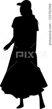 cap fashionable woman silhouette 105762996