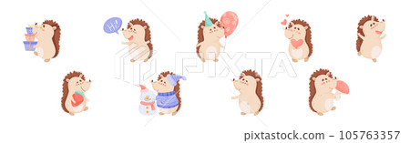 Hedgehog Character Engaged in Different Activity Vector Set Hedgehog Character Engaged in Different Activity Vector Set 105763357